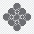 Simple icon polygonal puzzle in gray. Simple icon polygonal puzzle of the thirteen elements on transparent background.